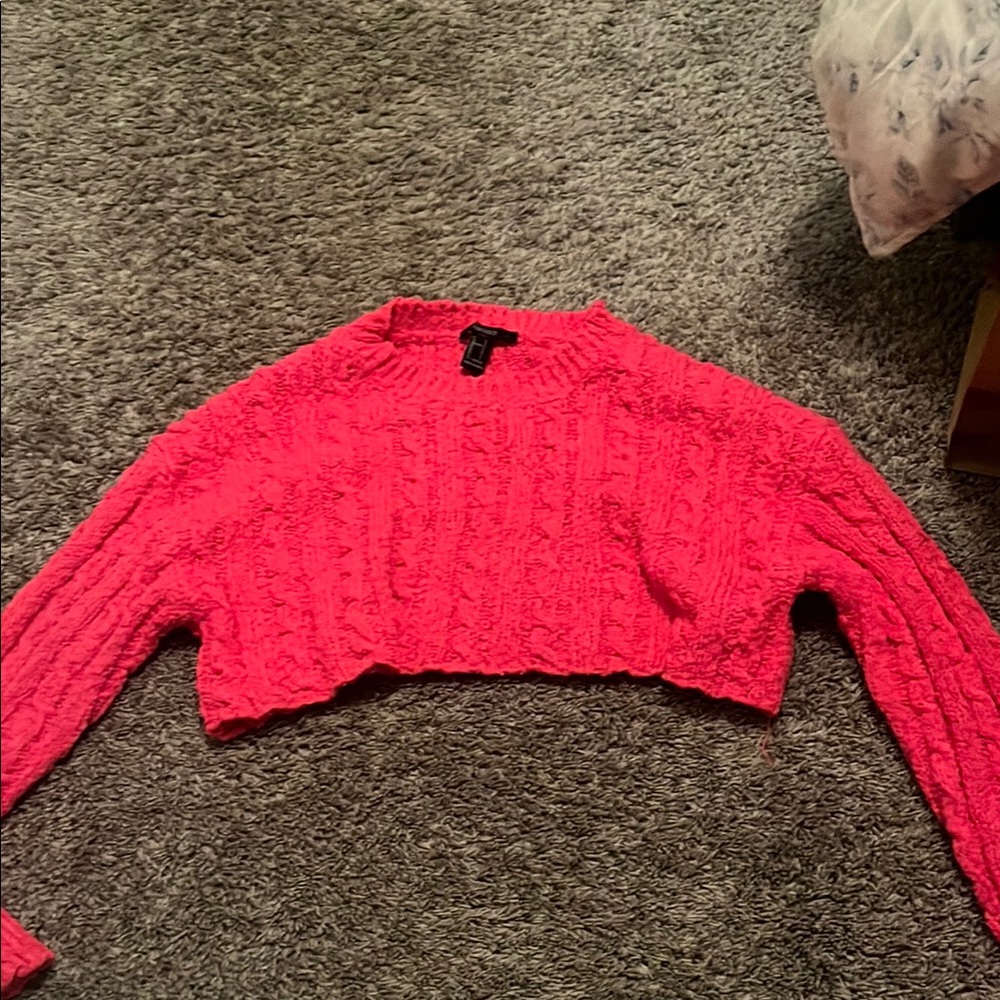 Bright Pink Cropped Sweater